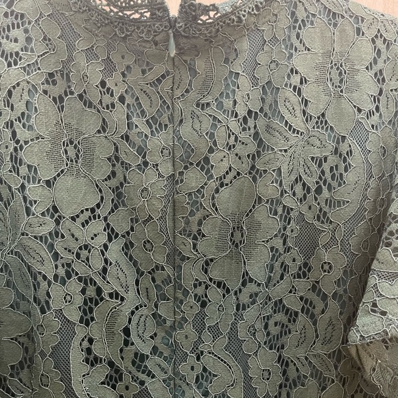 By Together Lace Floral Cocktail Dress Large Green Mini Wedding Guest El… - Picture 4 of 5